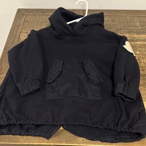 Moncler Black Kids Hoodie with White Patch